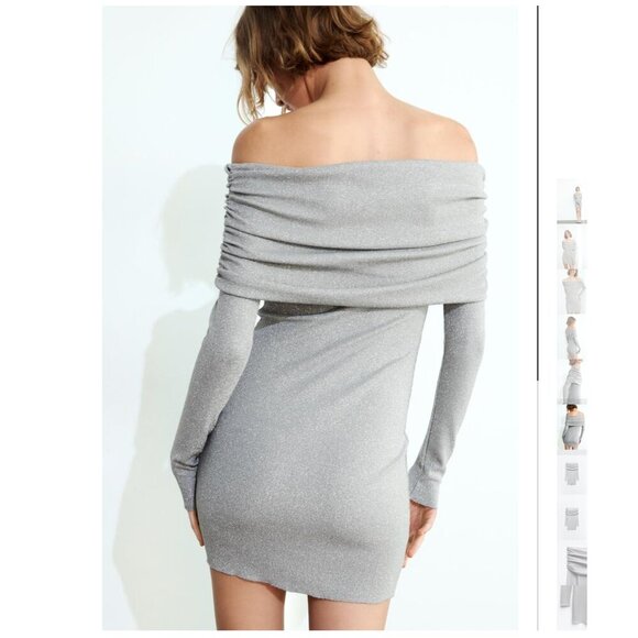 ZARA STRAPLESS METALLIC THREAD DRESS Size M NEW WITH TAG! - Picture 5 of 10